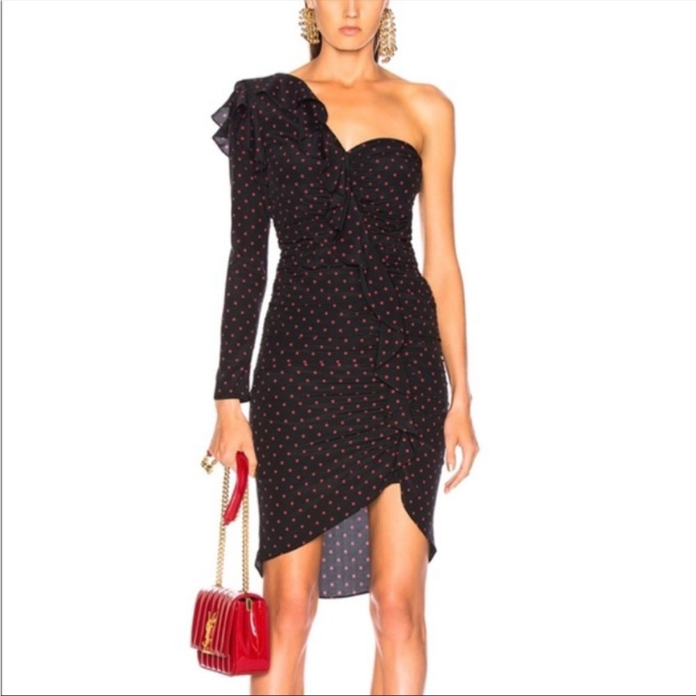 Veronica Beard Leona Polka Dot One
Shoulder Dress